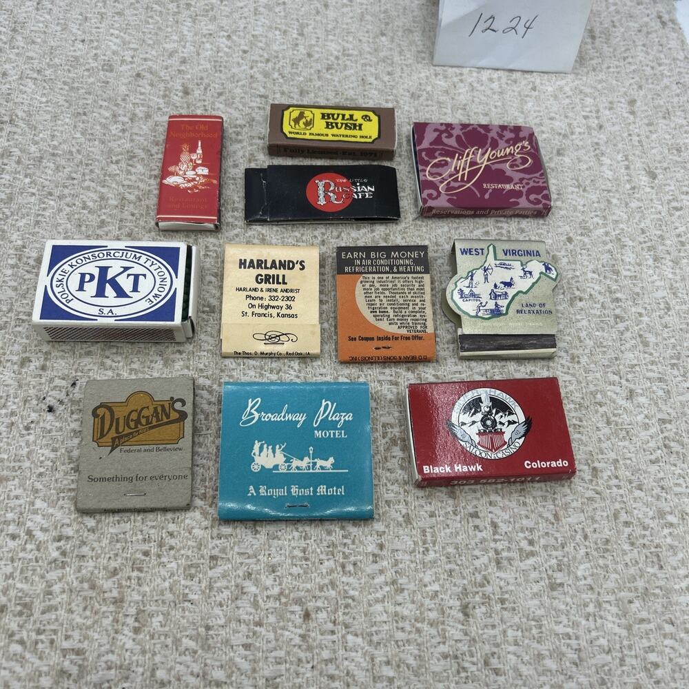 Lot Of 11 Vintage Matchbooks Advertising Restaurant, Bar, Casino And More
